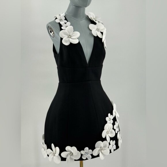 🆕 BRONX & BANCO 🧿 NWOT Estelle Floral Mini Dress, Black/White - Sz M US 6 - Picture 5 of 16